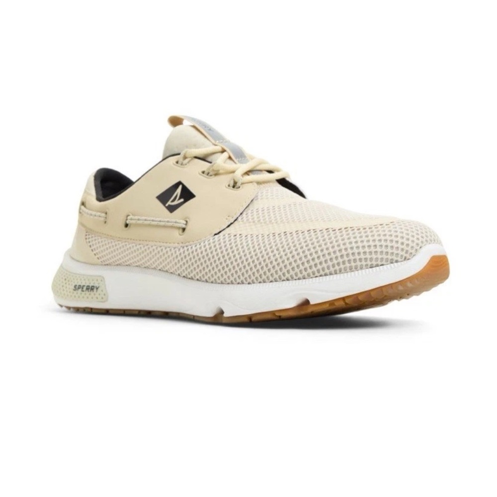 Sperry 7 Seas 3-Eye Sneakers sz 11.5 Men's Khaki Beige Water-Friendly Shoes NIB
